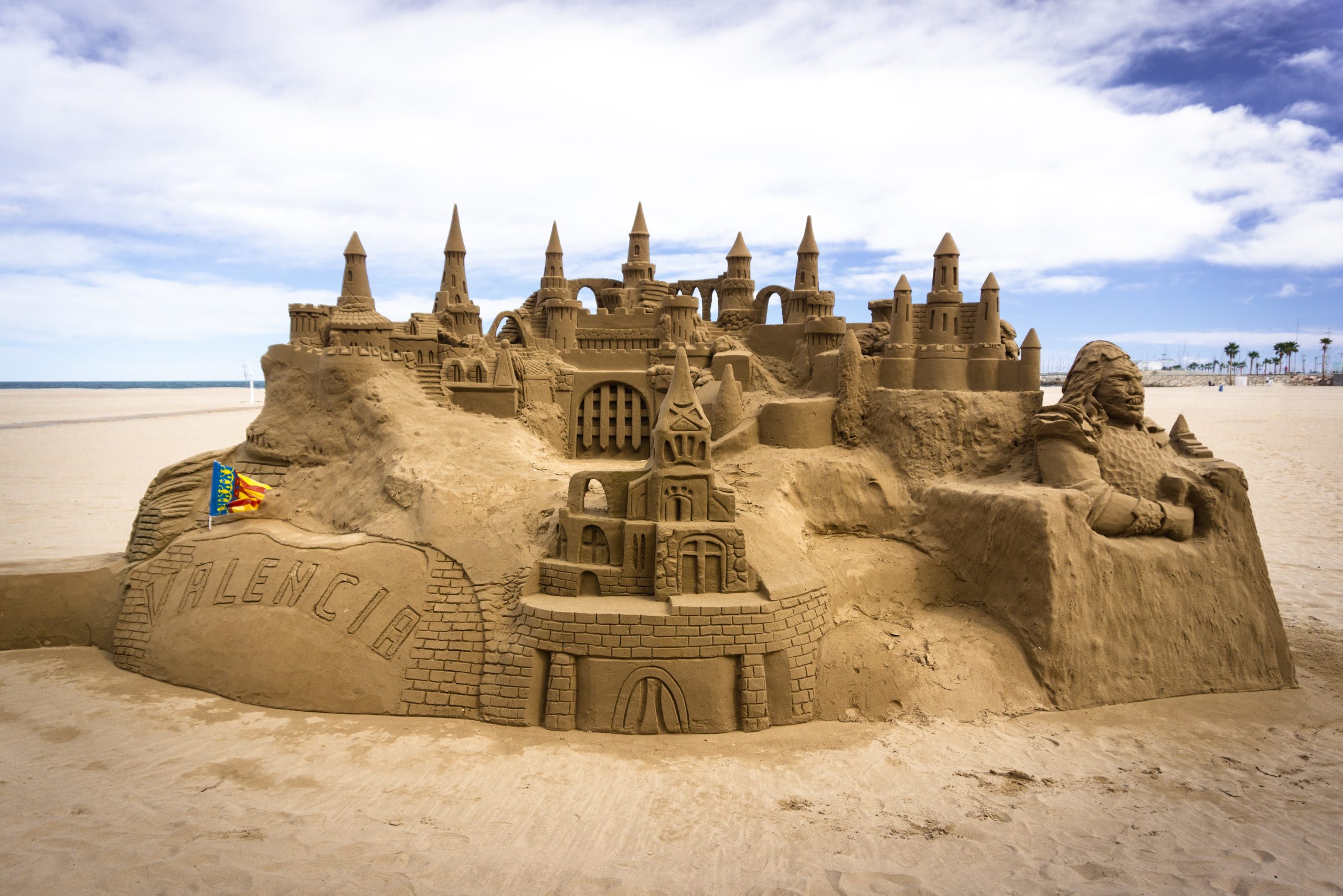 fancy sand castle on the beach